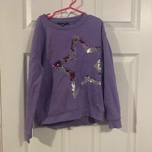 George Girls Purple Star Sequin Sweatshirt Size M (7-8)